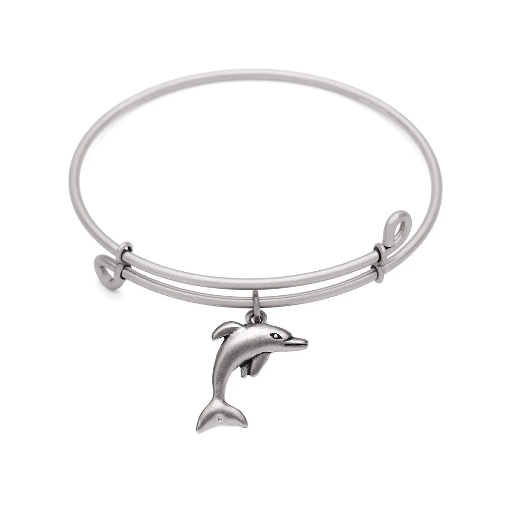 Dolphin, Bangle Antique Silver Color Finish