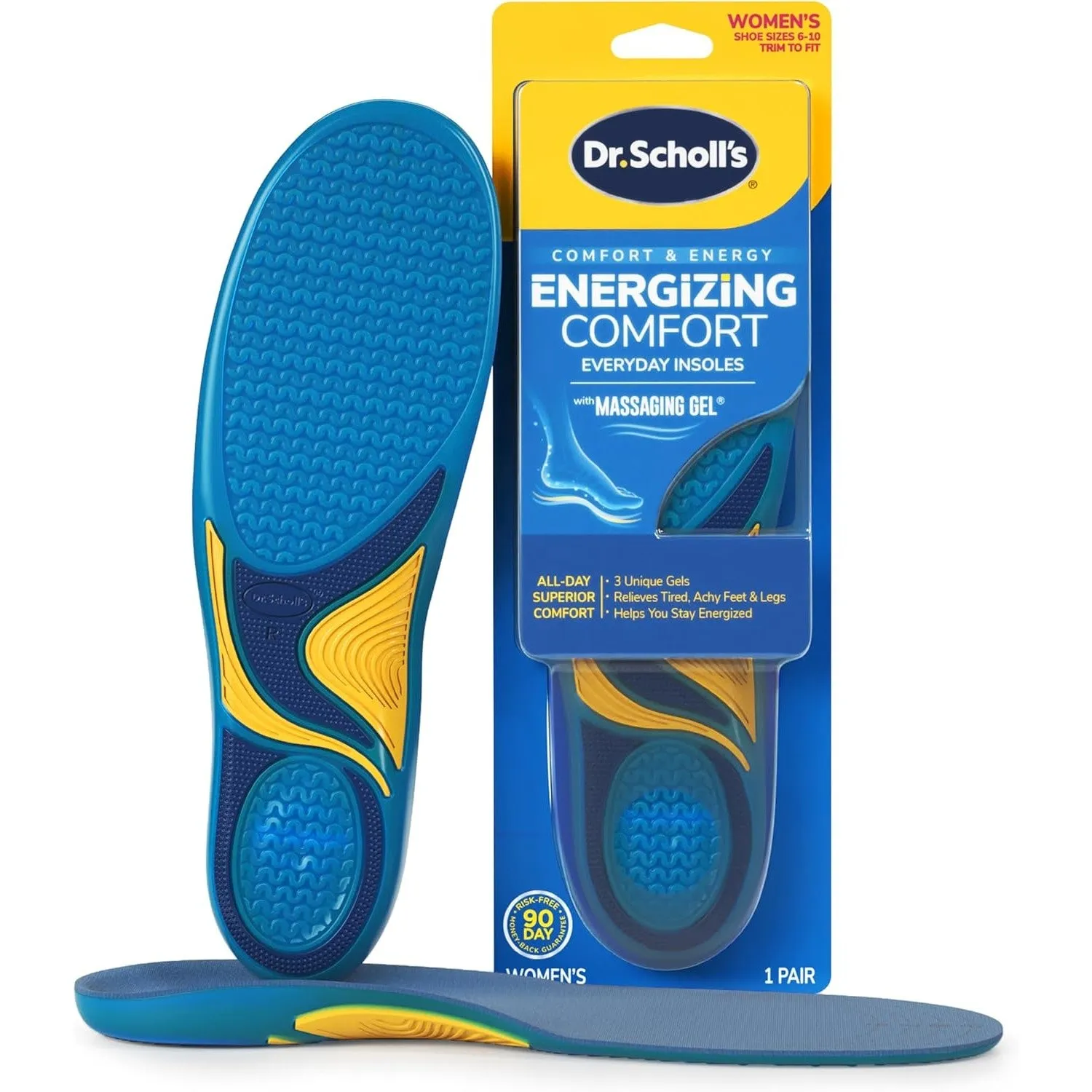 Dr. Scholl’s Energizing Comfort Massaging Gel Insoles All-Day Comfort that Allows You to Stay on Your Feet Longer (for Women's 6-10, also Available for Men's 8-14)