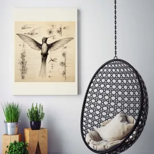 Drawings Hummingbirds 06 Da Vinci Style Vintage Framed Canvas Prints Wall Art Hanging Home Decor