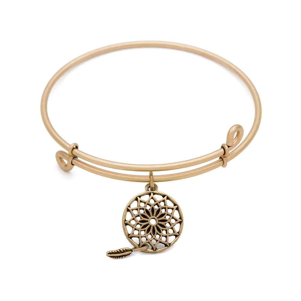 Dream Catcher, Bangle Antique Gold Color Finish