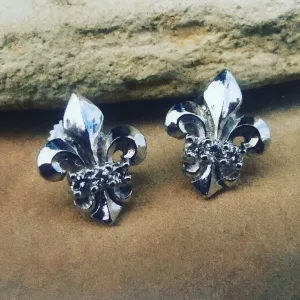 Earrings Gold Diamonds Fleur De Lis