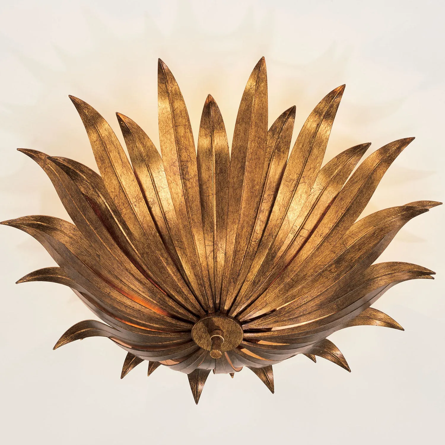 EDEN 3-LIGHT SEMI FLUSH, ANTIQUE GOLD