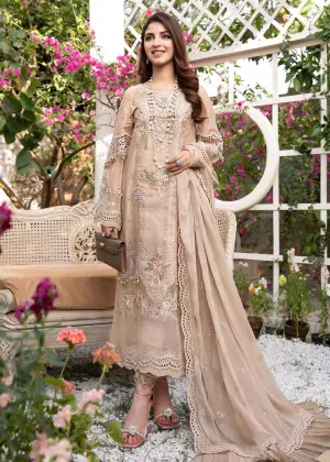 EL-22-06-Coffee | Maria.B. Lawn Eid Collection 2022 | Unstitched Embroidered Lawn Suit