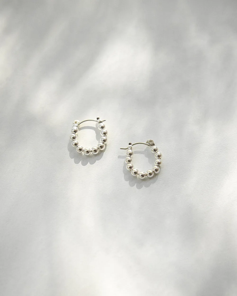 EMI Beaded Hoops in Silver