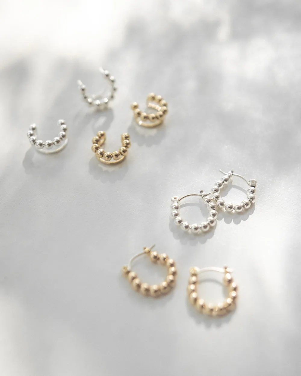 EMI Beaded Hoops in Silver