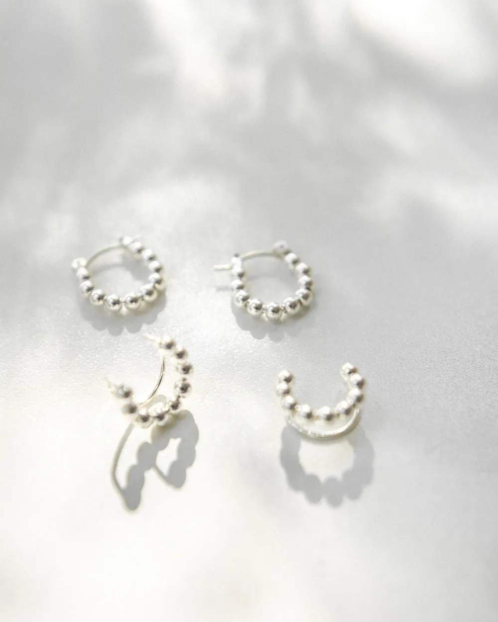 EMI Beaded Hoops in Silver