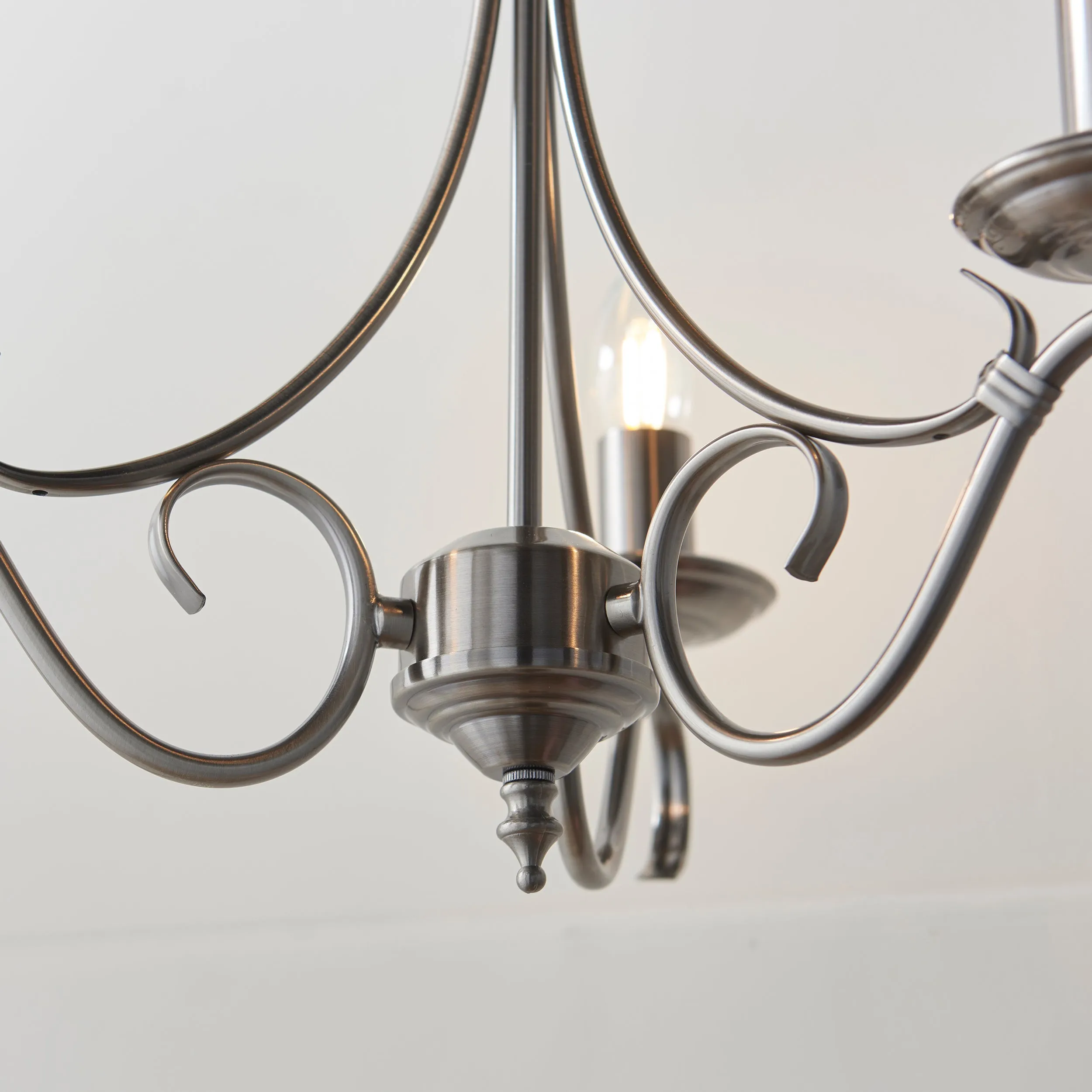 Endon 2030-3AS Bernice 3lt Pendant Antique silver effect plate 3 x 60W E14 candle (Required)