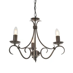 Endon 2030-3AS Bernice 3lt Pendant Antique silver effect plate 3 x 60W E14 candle (Required)