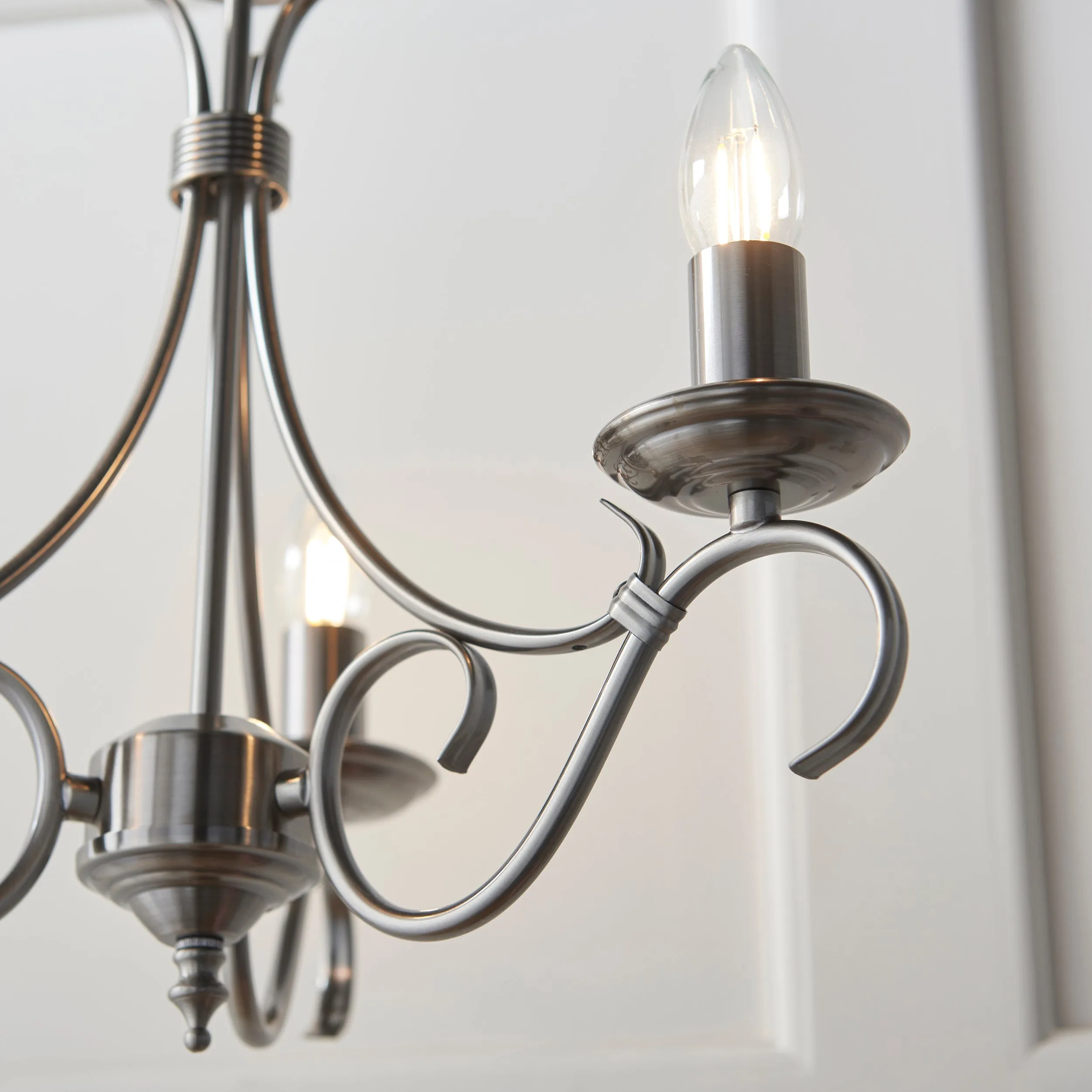 Endon 2030-3AS Bernice 3lt Pendant Antique silver effect plate 3 x 60W E14 candle (Required)