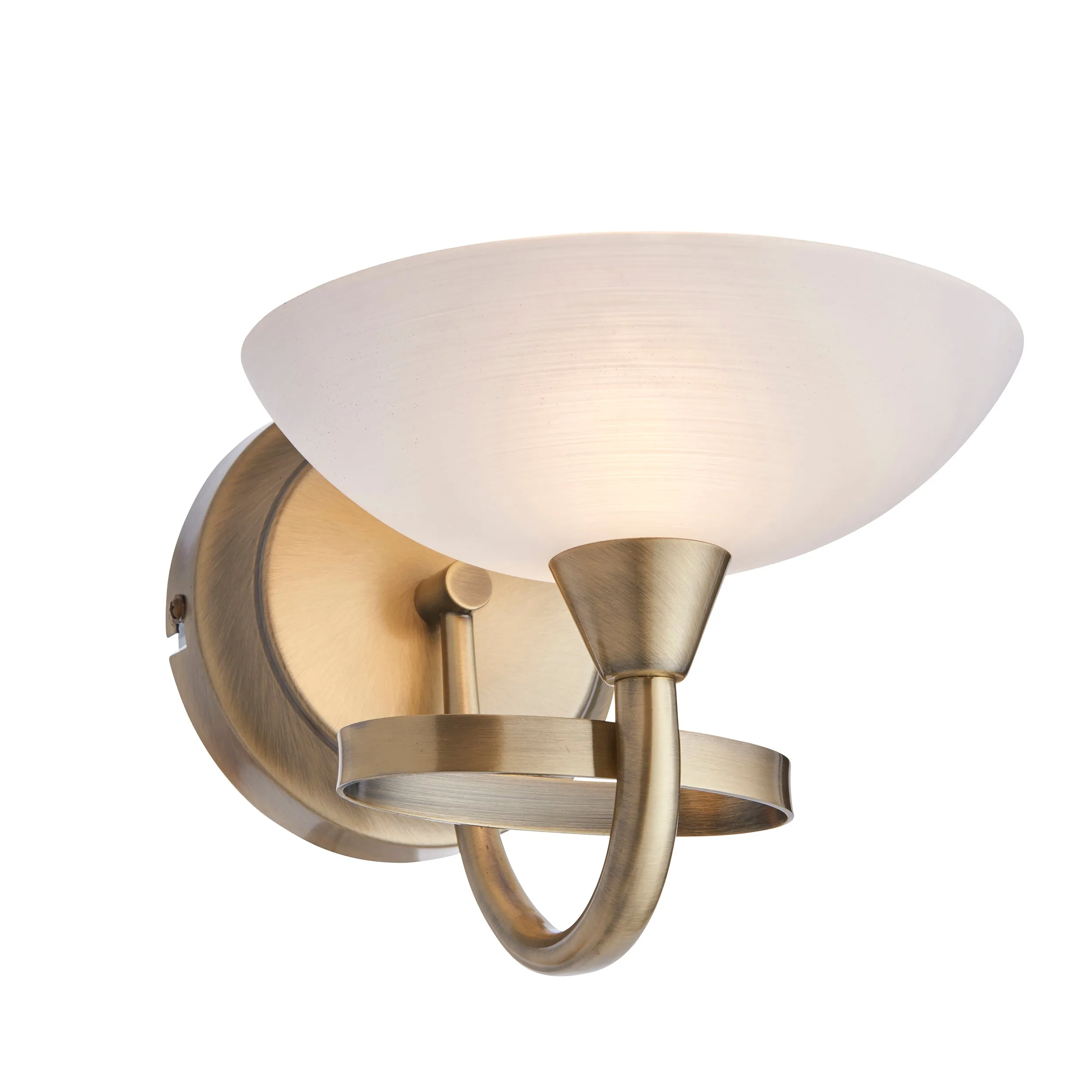 Endon CAGNEY-1WBAB Cagney 1lt Wall Antique brass plate & white glass 33W G9 clear capsule (Required)