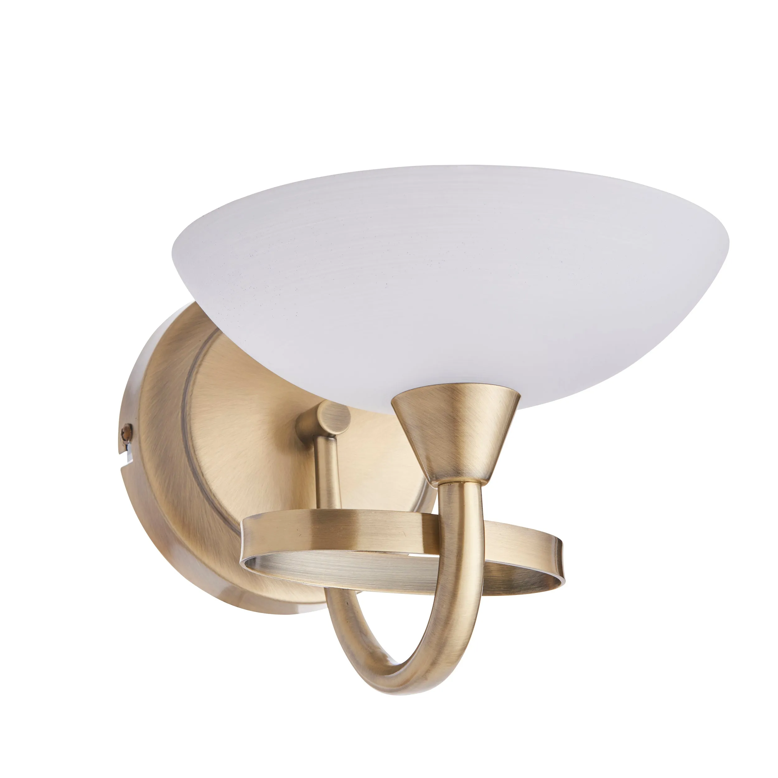 Endon CAGNEY-1WBAB Cagney 1lt Wall Antique brass plate & white glass 33W G9 clear capsule (Required)