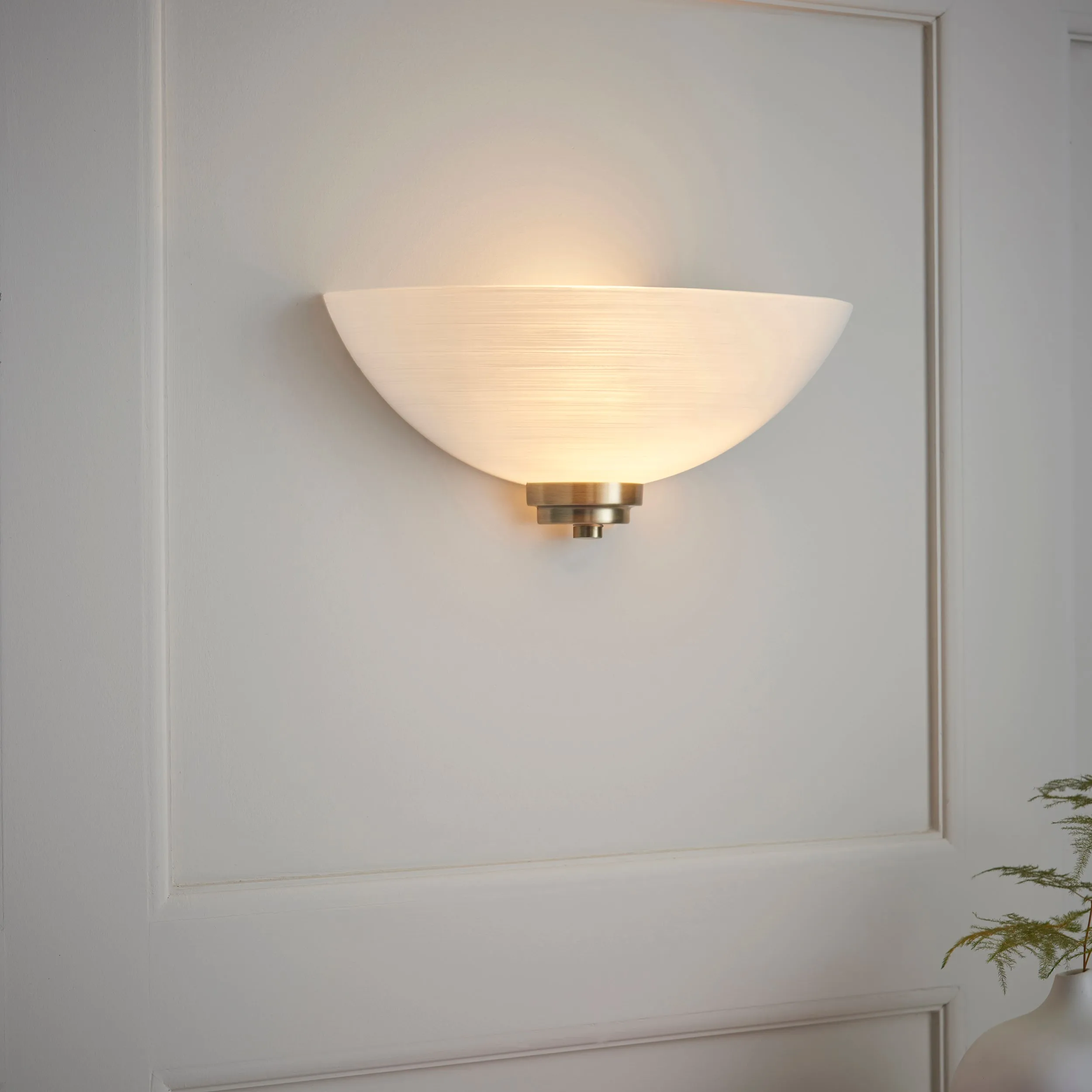 Endon WELLES-1WBAB Welles 1lt Wall Antique brass plate & white glass 60W E27 GLS (Required)
