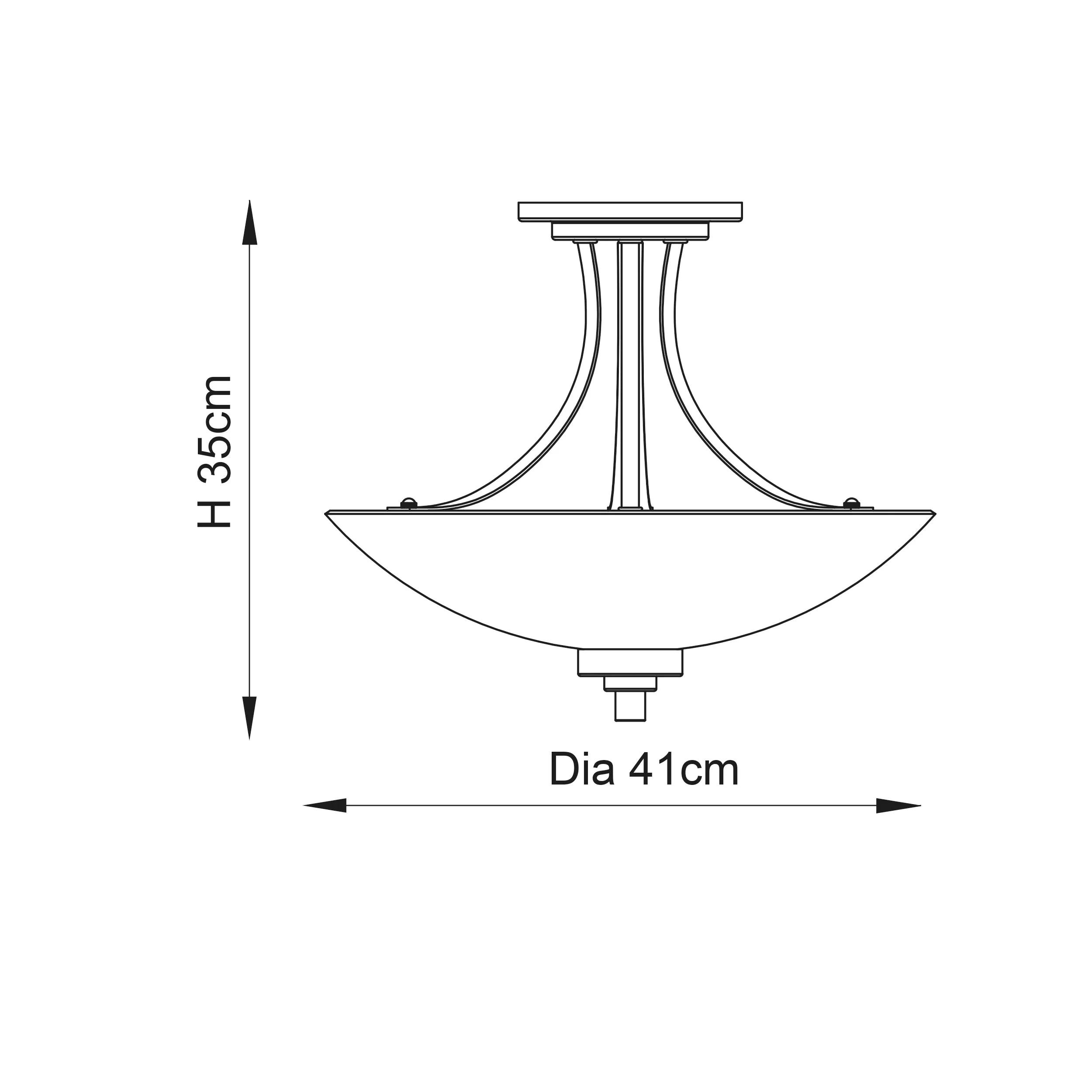 Endon WELLES-3AB Welles 3lt Flush Antique brass plate & white glass 3 x 60W E27 GLS (Required)