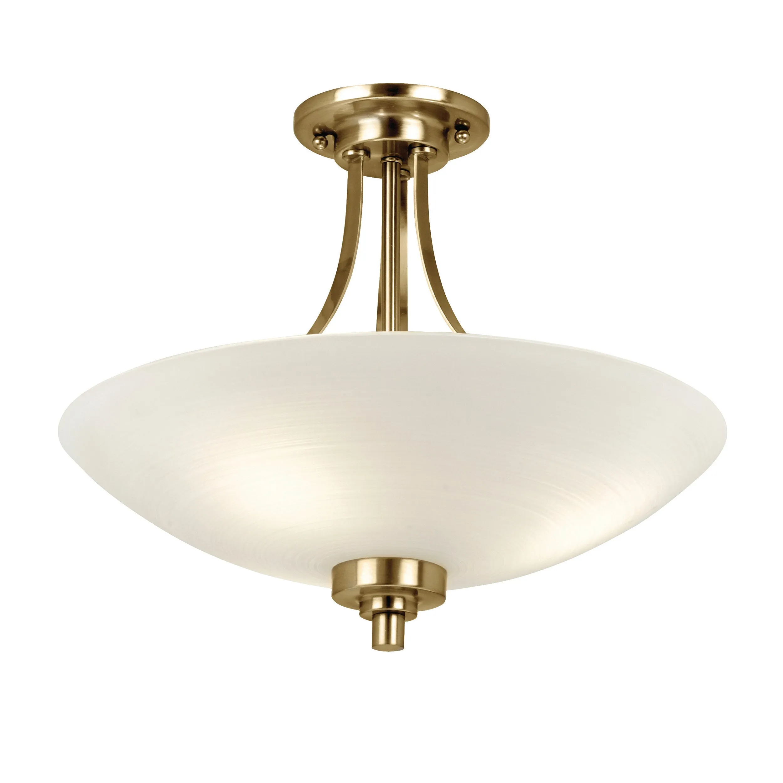 Endon WELLES-3AB Welles 3lt Flush Antique brass plate & white glass 3 x 60W E27 GLS (Required)