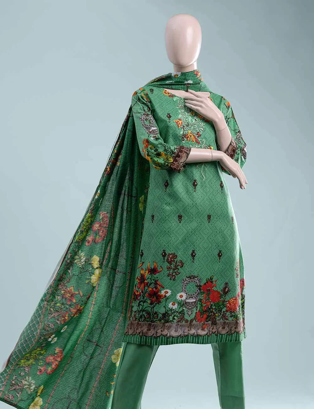 ET-6A - Hibiscus Glory   |  Unstitched Printed & Embroidered Cambric Dress