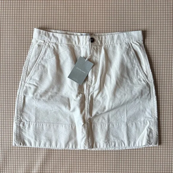 Everlane Cream The Canvas Stamp Skirt. Size 12. NWT