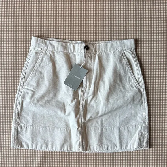 Everlane Cream The Canvas Stamp Skirt. Size 12. NWT