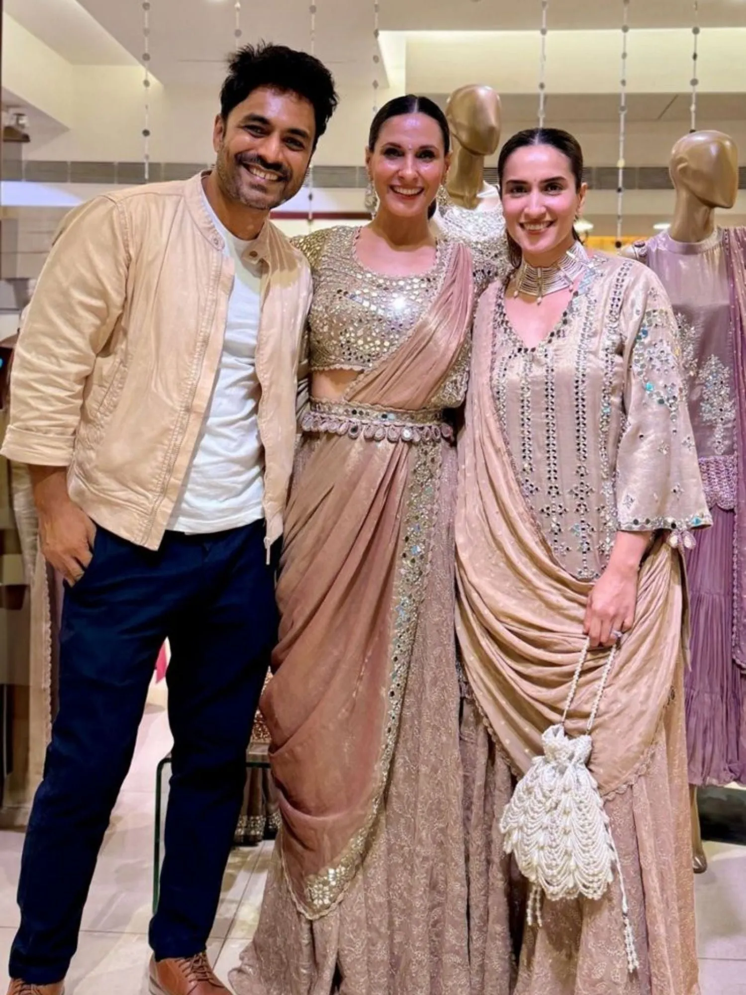 Farah Ivory Suede Pearl Potli