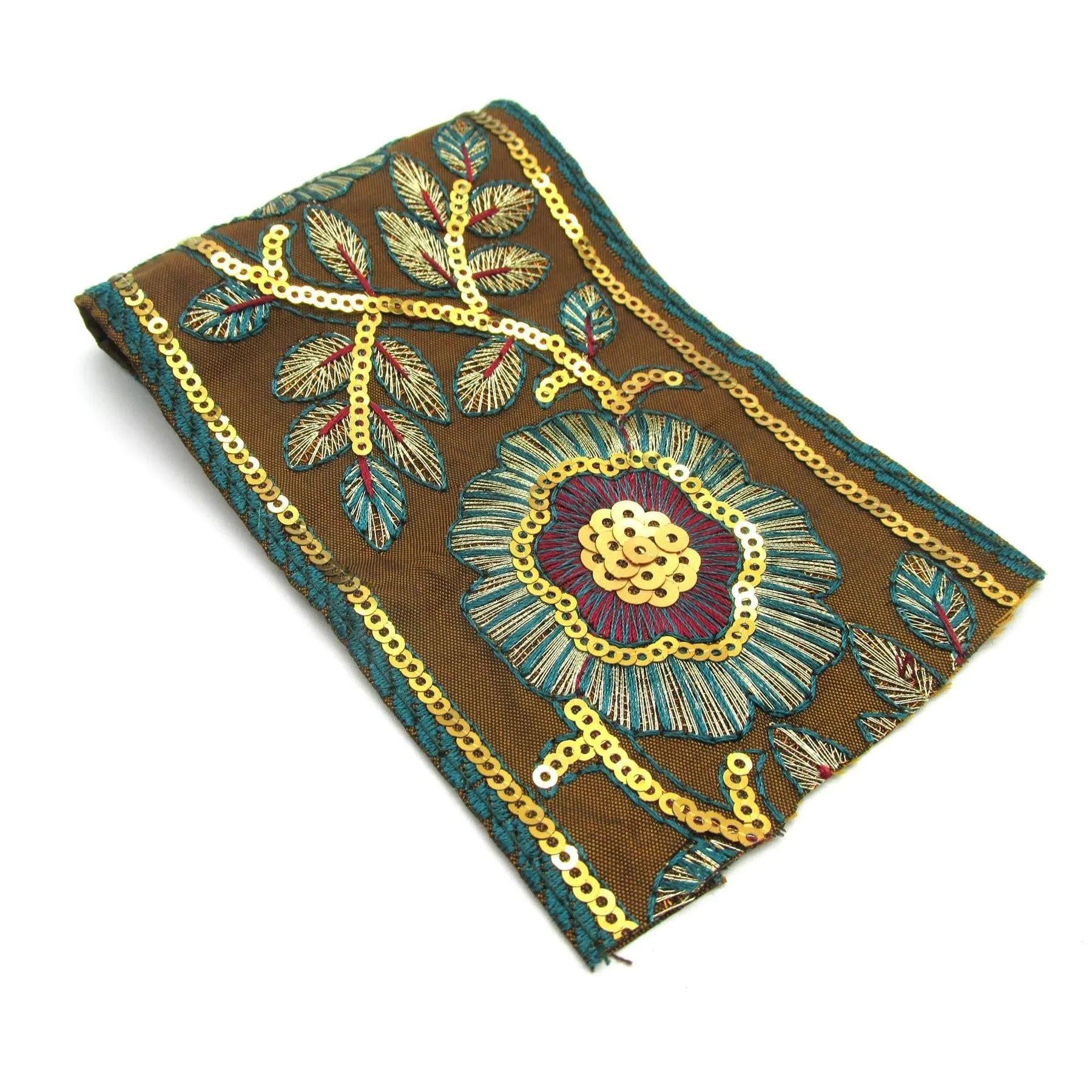Floral Embroidered And Sequin Braid 80mm 6898