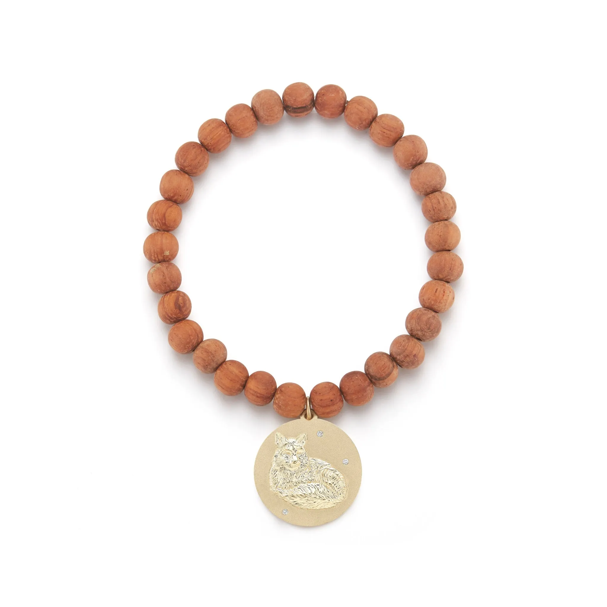 Fox Wood Bead Charm Bracelet