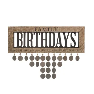 Framed Family Birthday Calendar Brown Farmhouse Wood