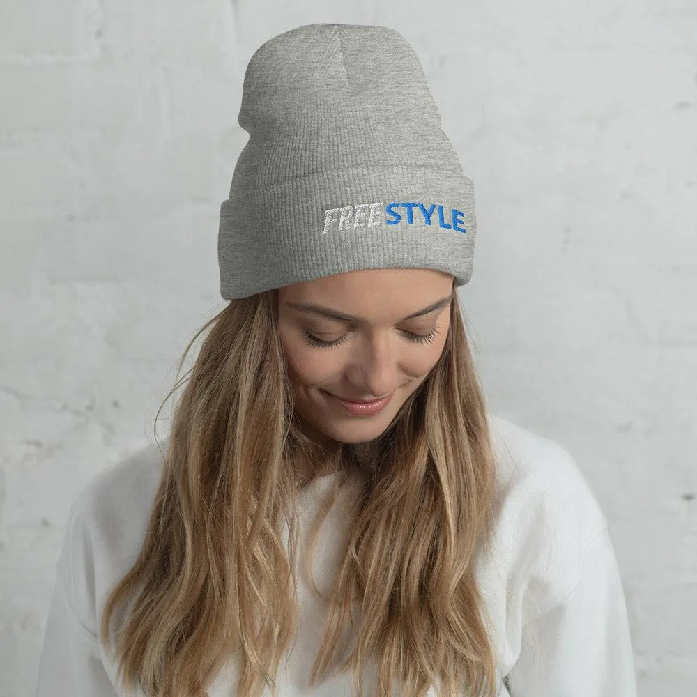 Freestyle Stroke Swimmer Embroidered Cuffed Beanie