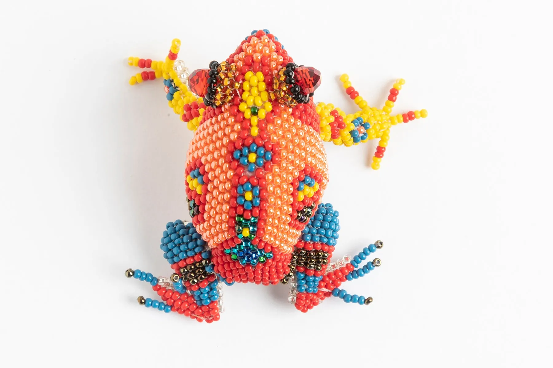 Frog: medium; luster orange, red, blue, yellow