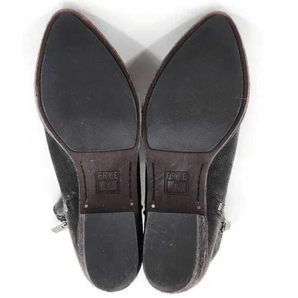 FRYE Ray Seam Short Leather Western Ankle Boots Booties Black