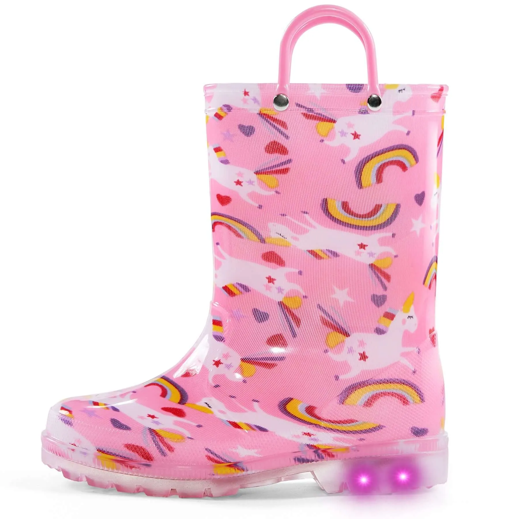 Fun Unicorn Waterproof Kids Pink Rain Boots