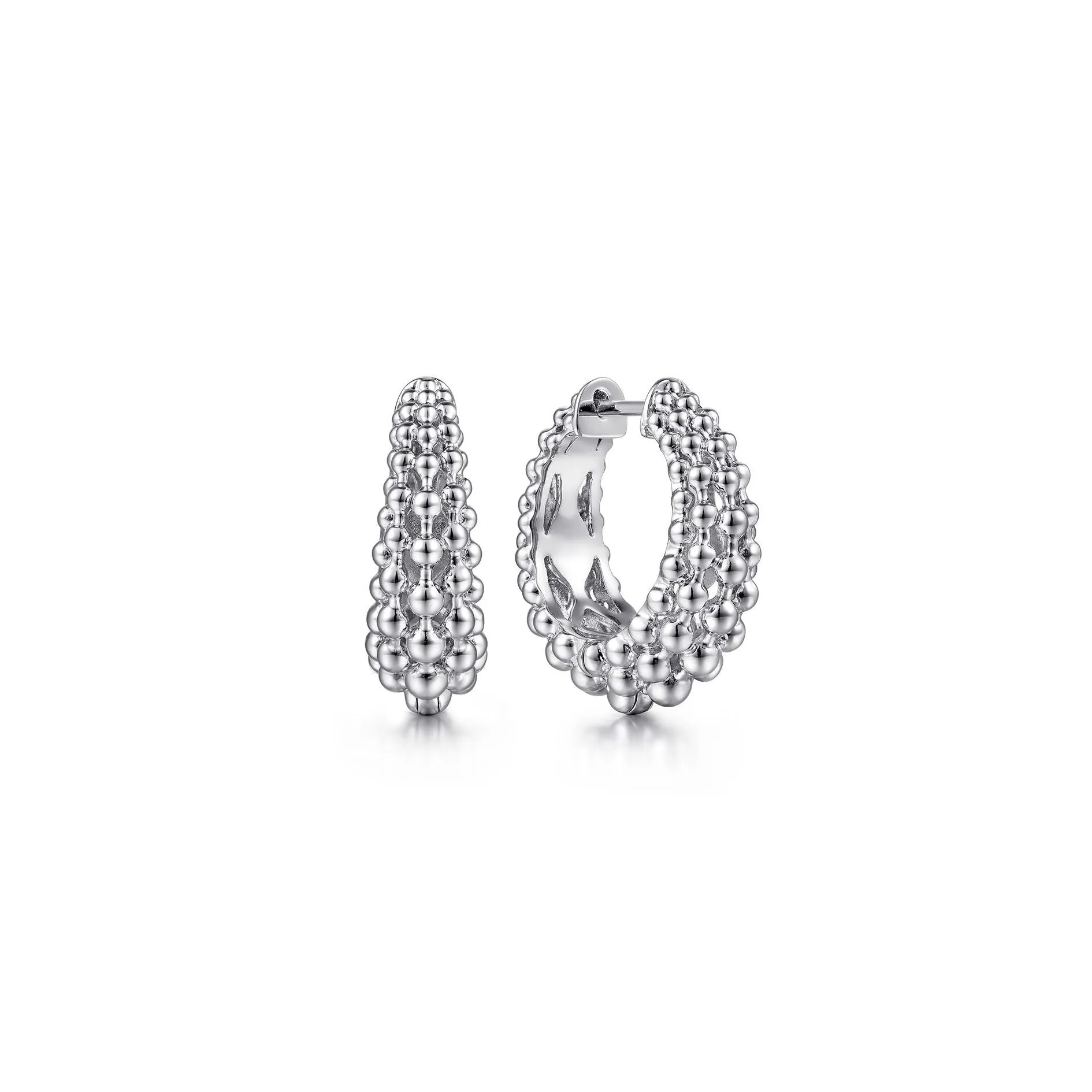 Gabriel Sterling Silver 20mm Bujukan Beaded Hoop Earring