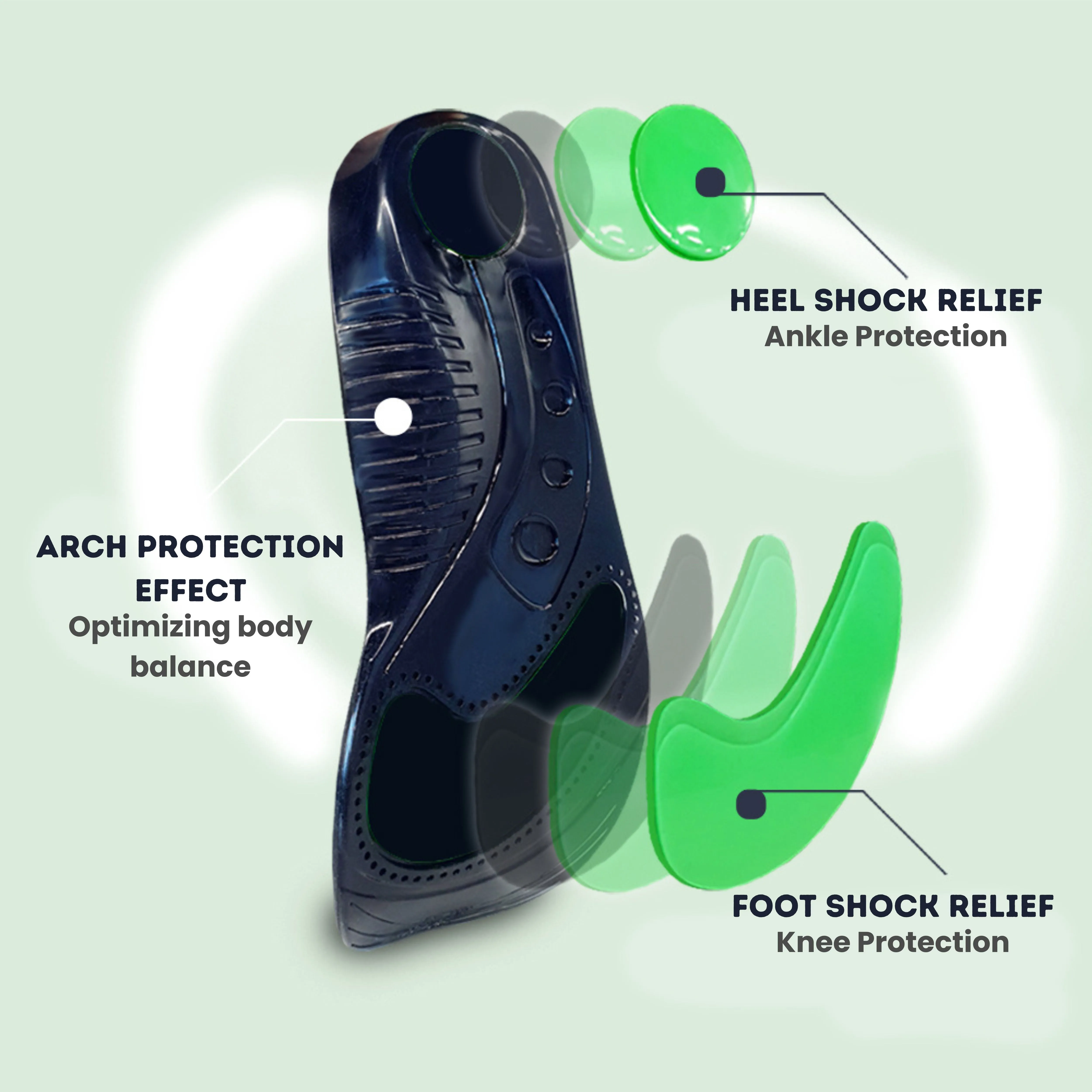 Gel Insoles Offering Shock Absorption and Cushioning for Foot Relief Massage Inserts