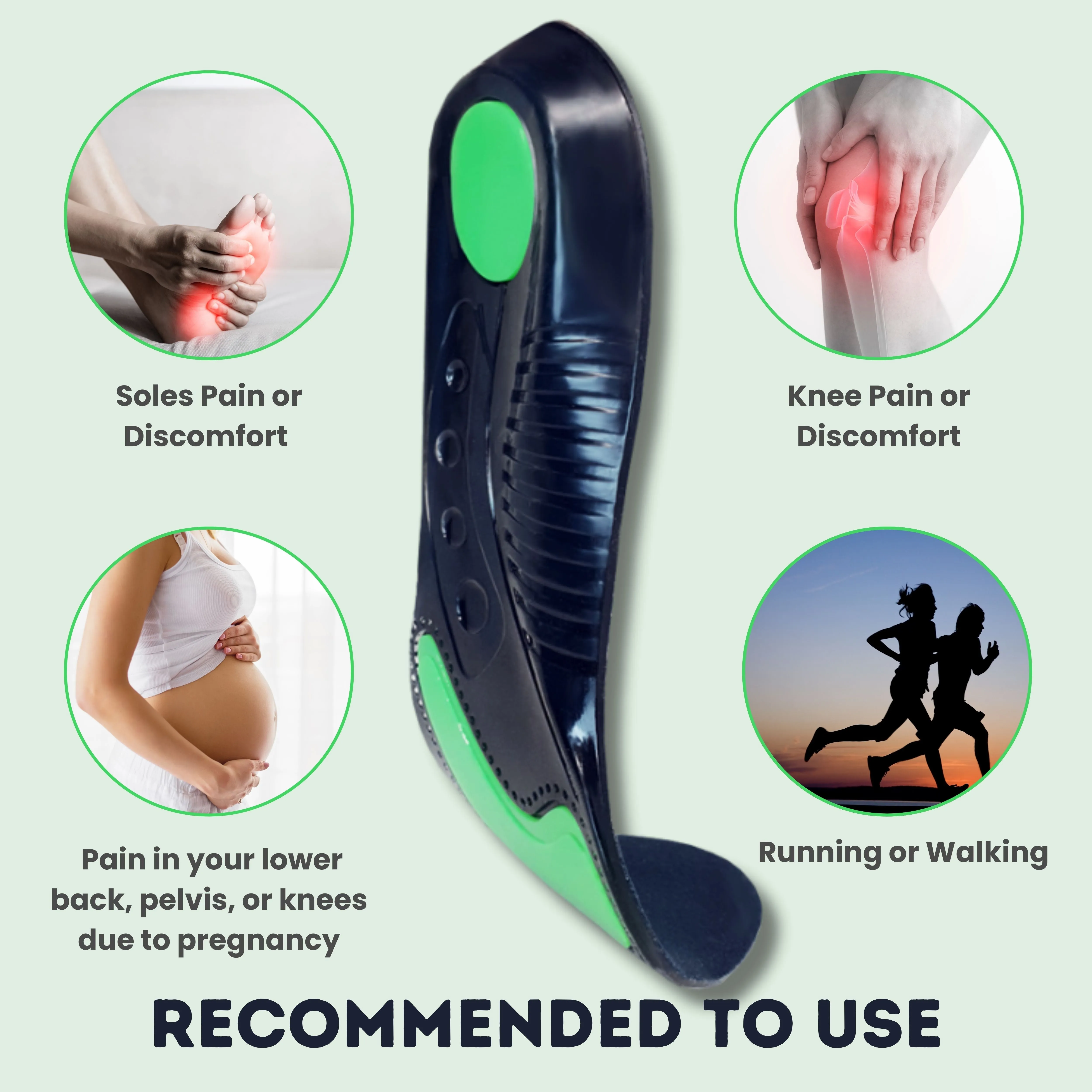 Gel Insoles Offering Shock Absorption and Cushioning for Foot Relief Massage Inserts
