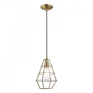 GEOMETRIC 1 LIGHT MINI PENDANT, ANTIQUE BRASS