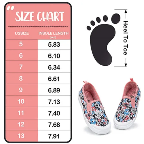 Girls Boys Slip On Lazy Toddler Canvas Sneakers Colorful Flowers -- K KomForme