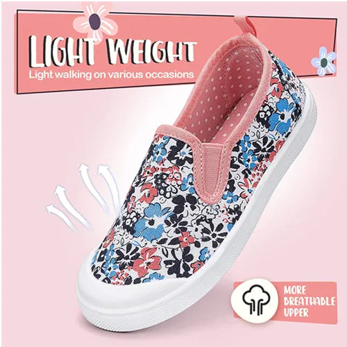 Girls Boys Slip On Lazy Toddler Canvas Sneakers Colorful Flowers -- K KomForme