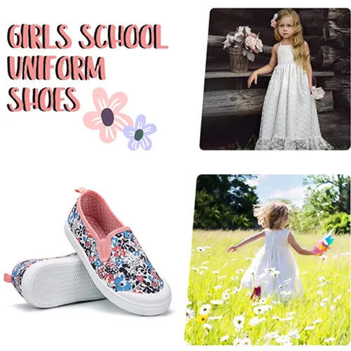 Girls Boys Slip On Lazy Toddler Canvas Sneakers Colorful Flowers -- K KomForme
