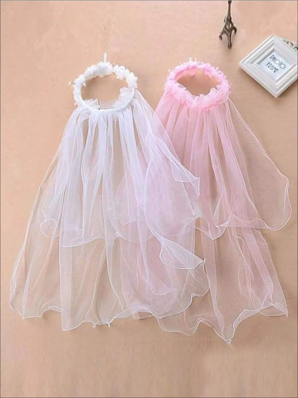 Girls Communion Floral Beaded Hairband and Tiered Veil