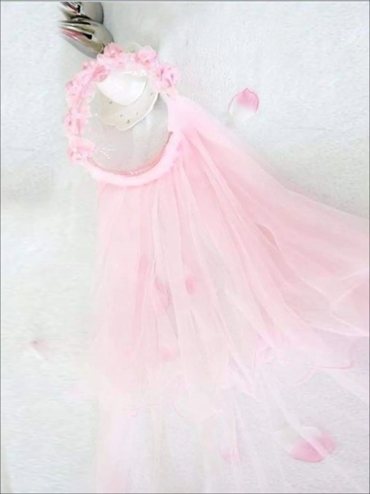 Girls Communion Floral Beaded Hairband and Tiered Veil
