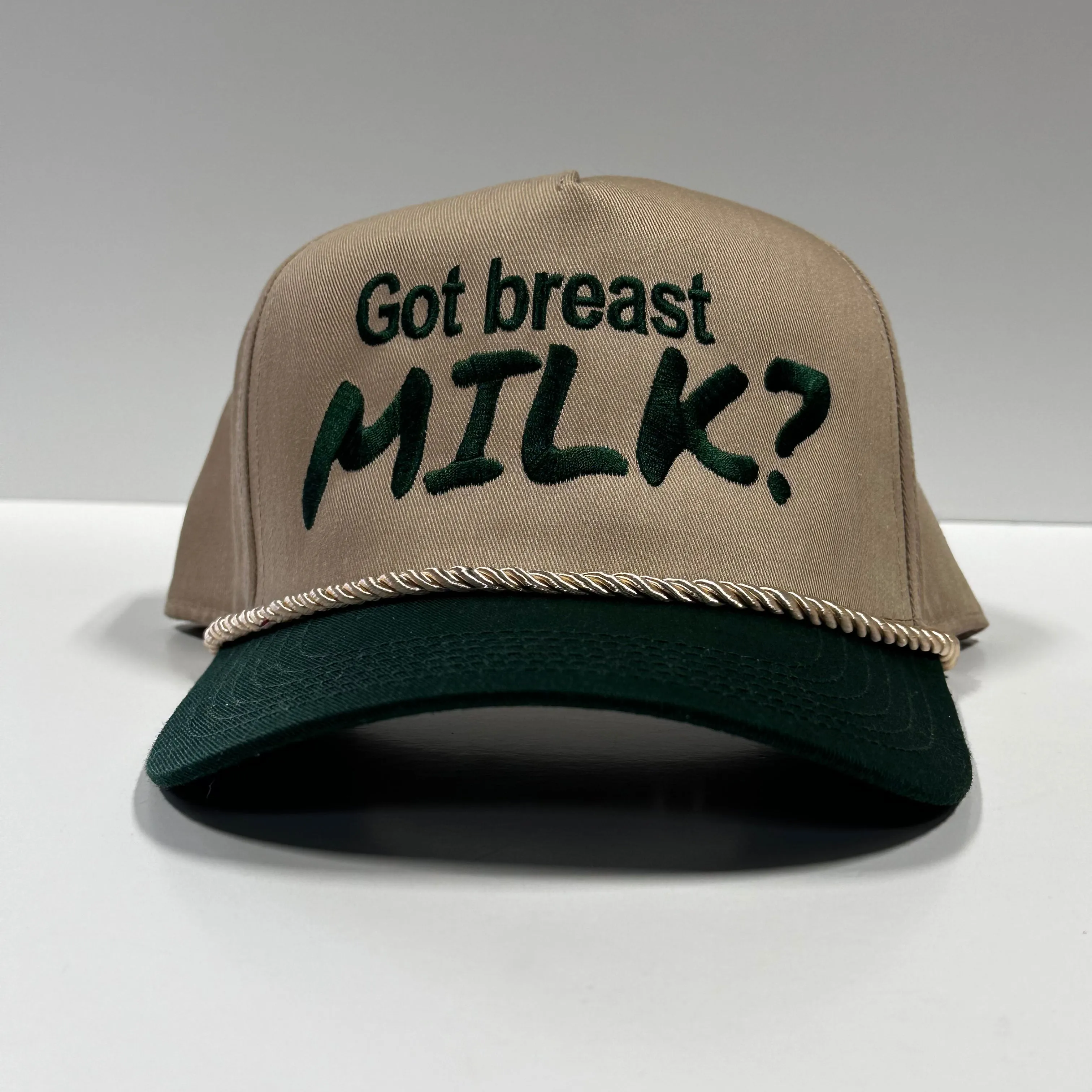 GOT BREAST MILK Funny Green Brim Rope SnapBack Cap Hat Custom Embroidered