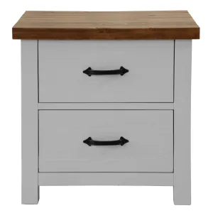 Grandy Bedside Tables 2 Drawers Storage Cabinet End Nightstand Table White Brown