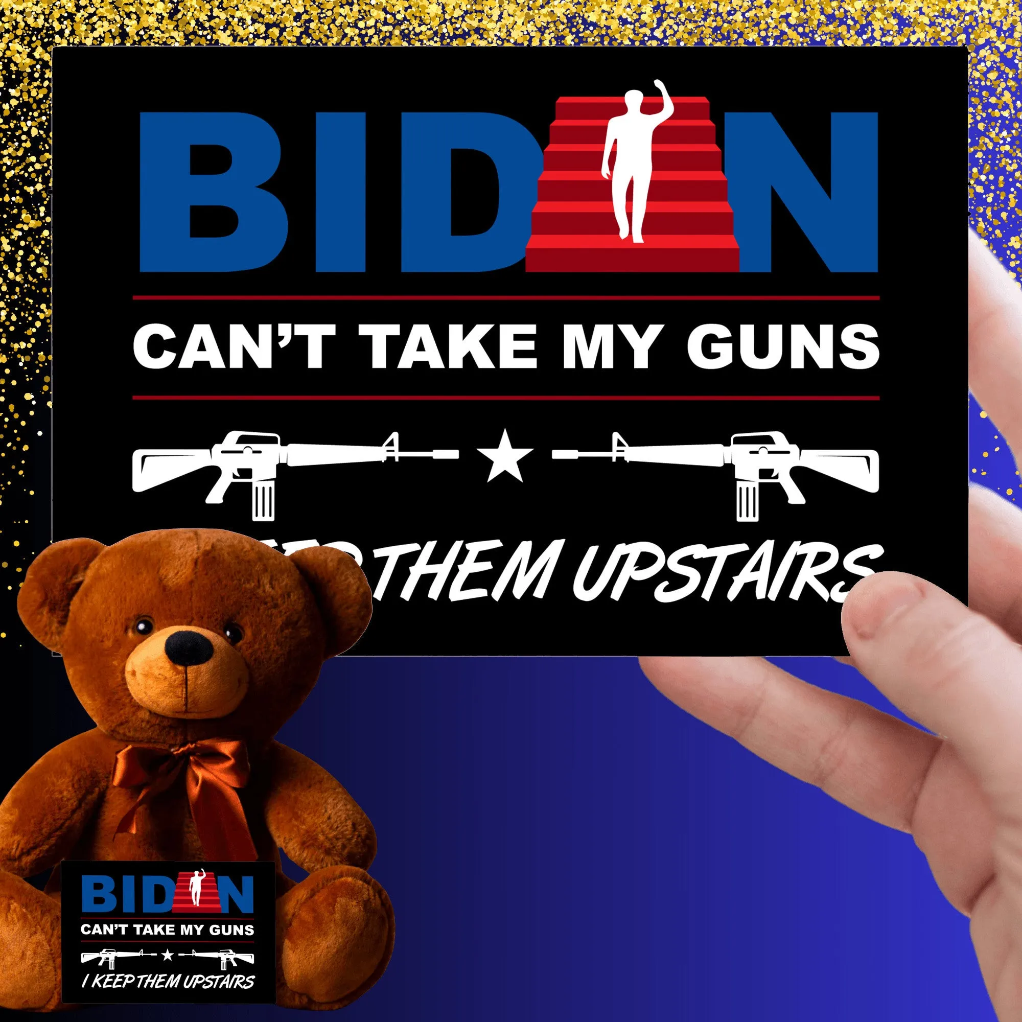 Guns Upstairs Teddy Bear with Message Card, PRICE INCLUDES FREE SHIPPING