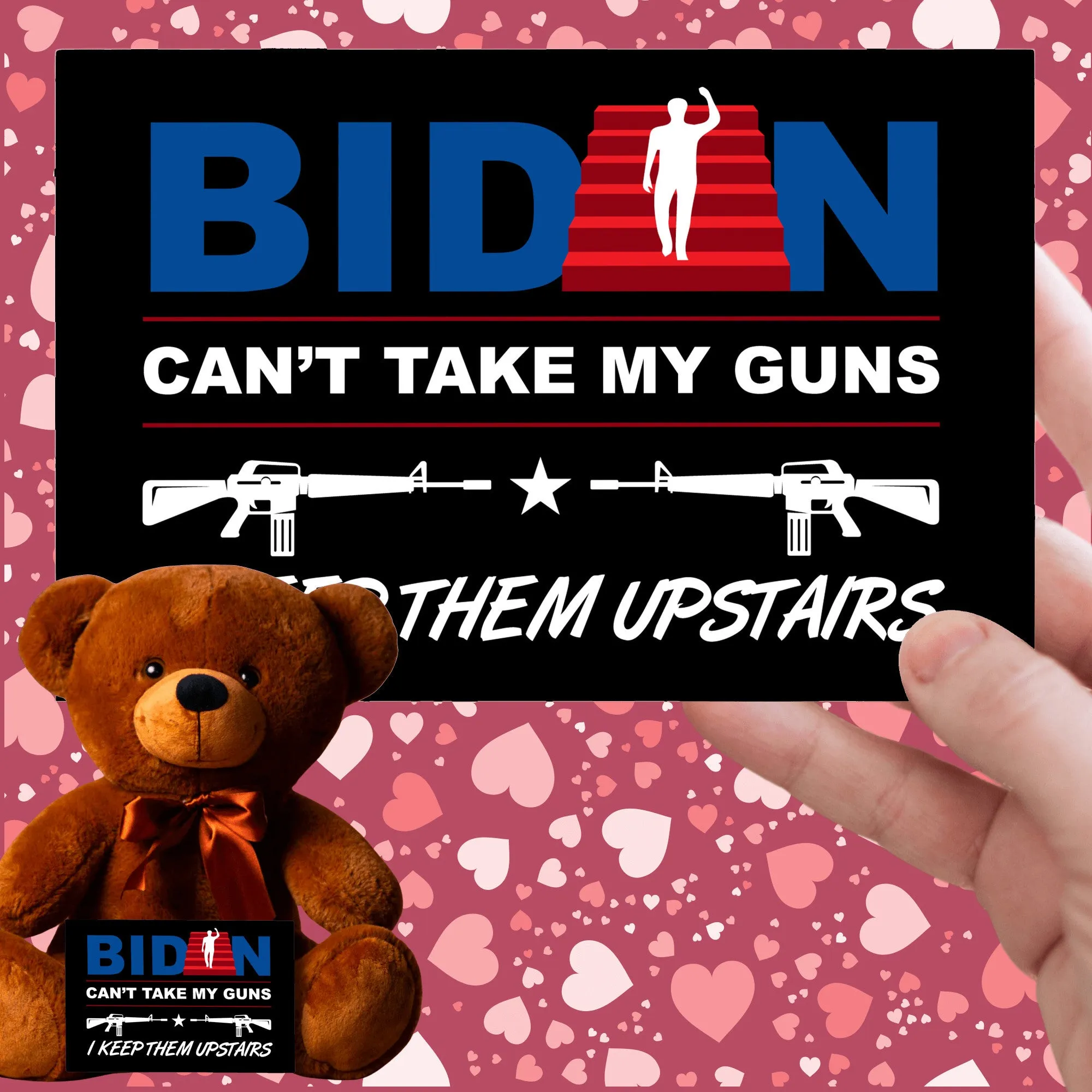 Guns Upstairs Teddy Bear with Message Card, PRICE INCLUDES FREE SHIPPING