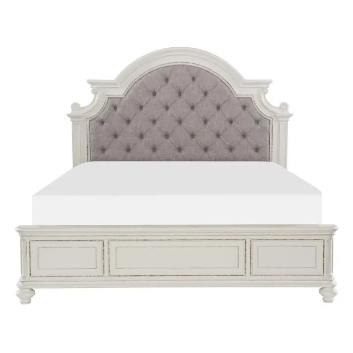Homelegance Baylesford Queen Upholstered Panel Bed in Antique White 1624W-1*