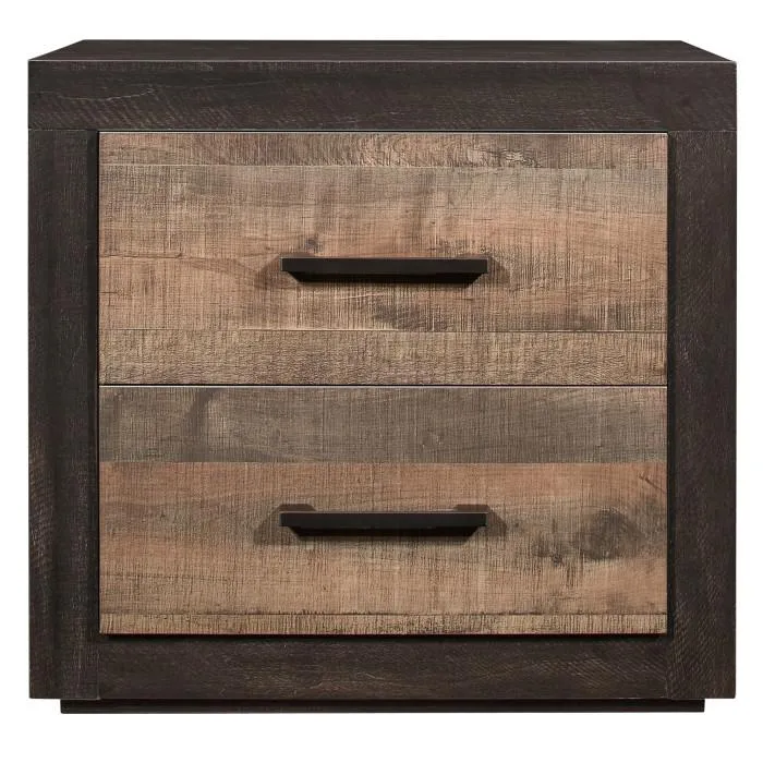 Homelegance Miter Nightstand in Rustin Mahogany & Dark Ebony 1762-4