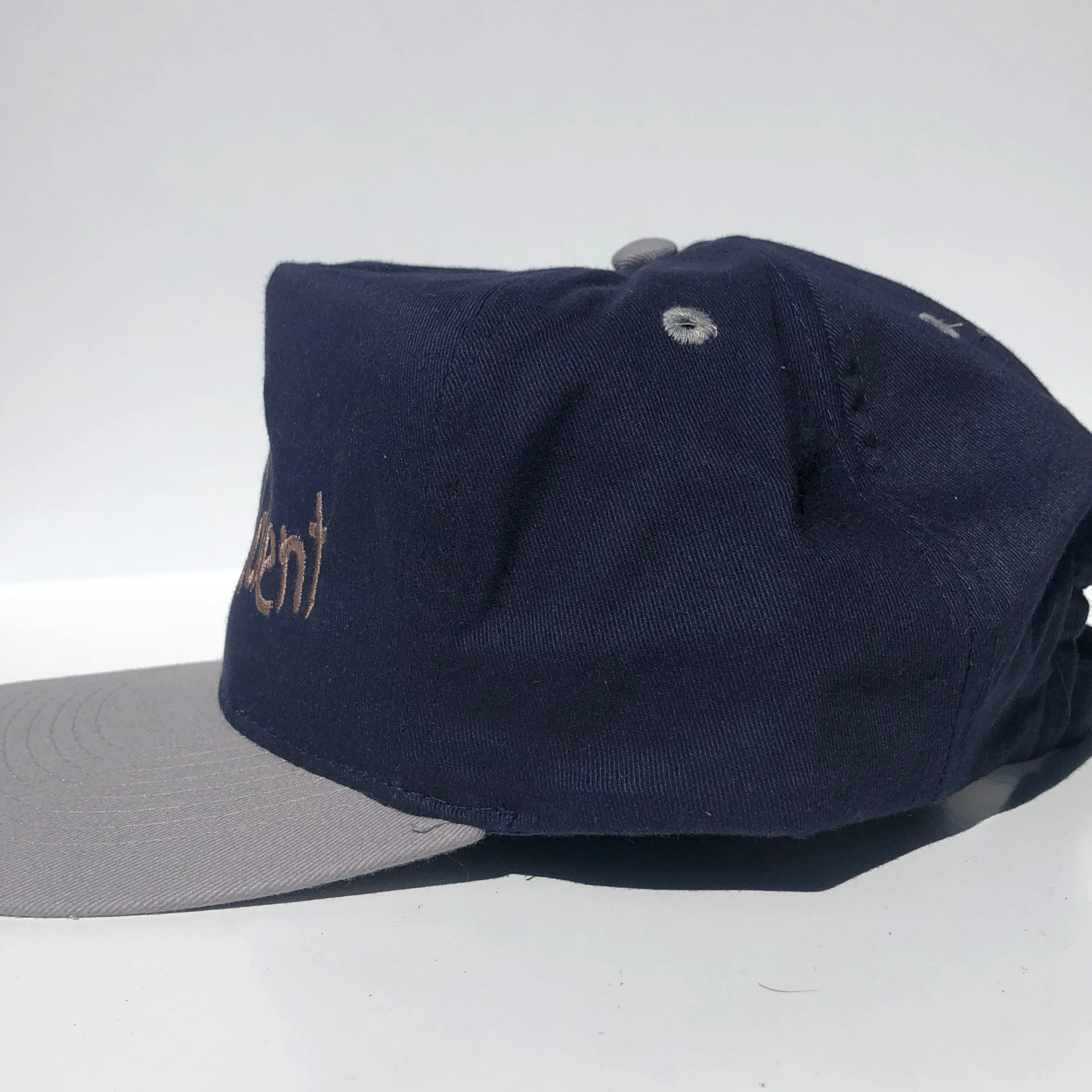 I Is A Kollege Student Vintage Blue Mid Crown Gray Brim Strapback Hat Cap Custom Embroidery