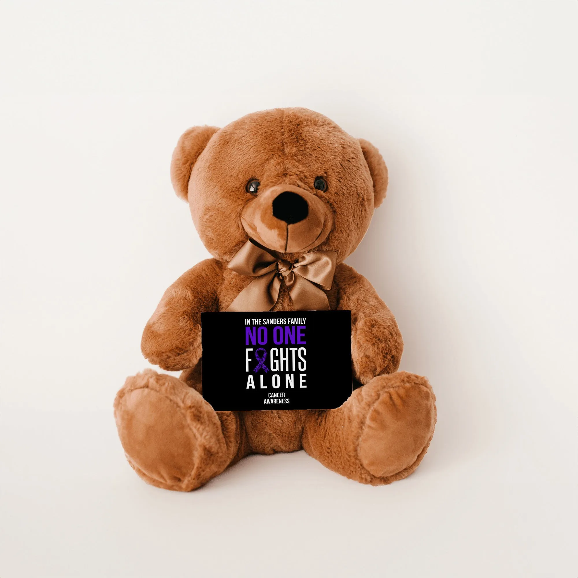 In This Family No One Fights Alone Breast Cancer Teddy Bear -Personalized - PRICE INCLUDES FREE SHIPPING