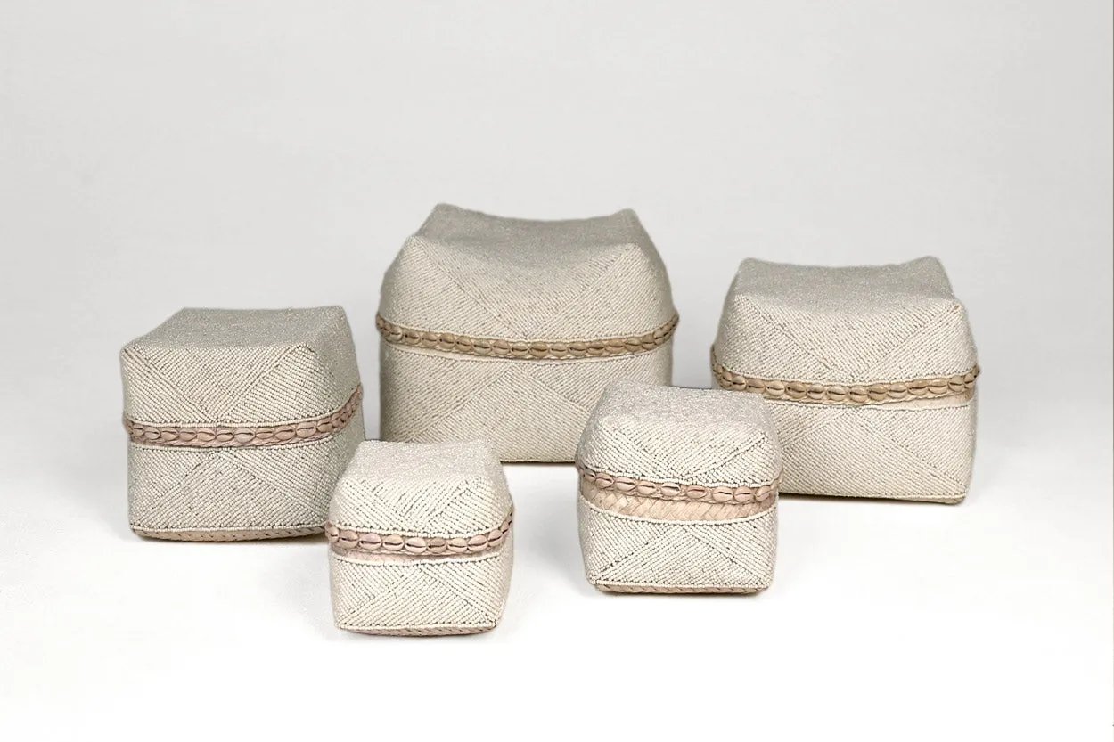 Indonesian Beaded Boxes- White