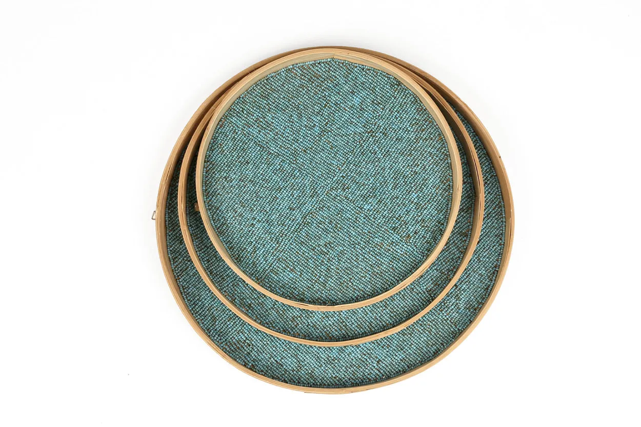 Indonesian Beaded Trays- Turquoise