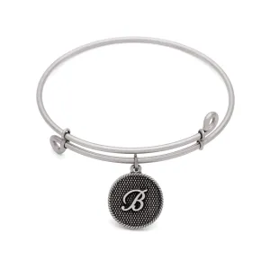 Initial B, Bangle Antique Silver Color Finish