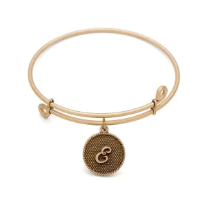 Initial E, Bangle Antique Gold Color Finish